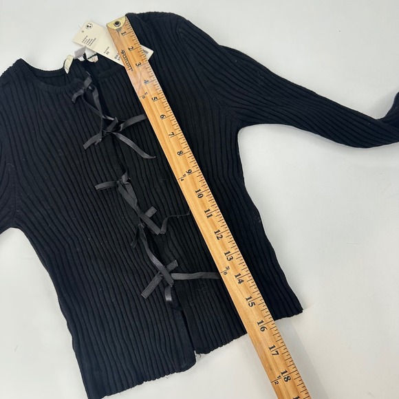 New Kimchi Blue Urban Outfitters Ribbon Tie Front Long Sleeve Cropped‎ Cardigan - Picture 4 of 7